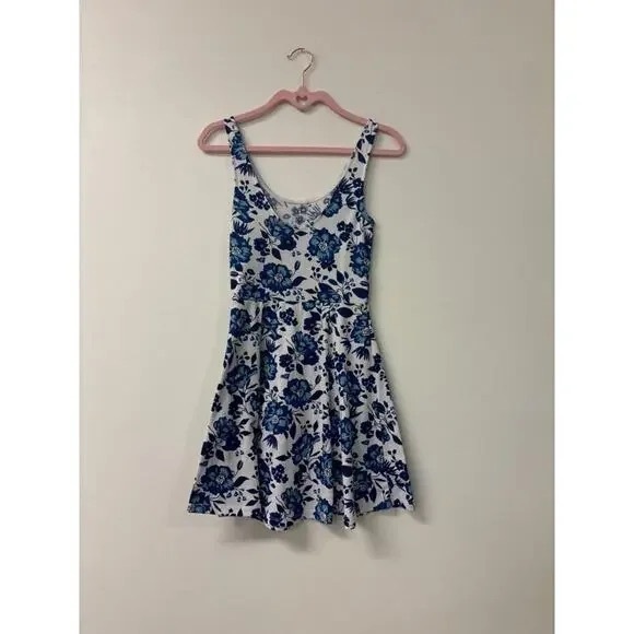Divided Blue and White Fit and Flare Sundress - Picture 1 of 4